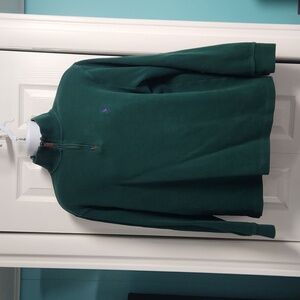 Men's Polo Ralph 1/4 Zip Sweater Large Green with Purple Pony.
